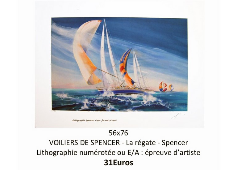 Lithographie Spencer - régate